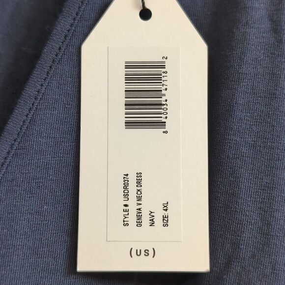 Universal Standard Iconic Geneva V Neck Short Sleeve Navy Blue Dress Sz 4XL NWT - Picture 6 of 8